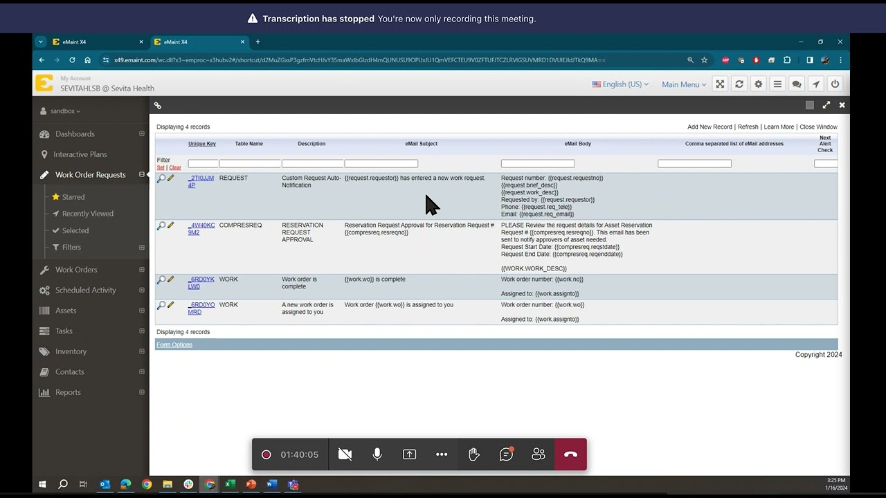 eMaint workflow manager