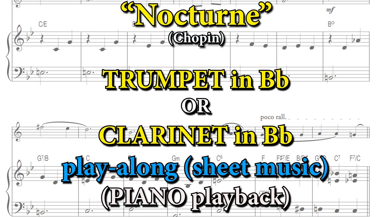 Nocturne - TRUMPET or CLARINET (Play-along with sheet music) - PIANO backing track