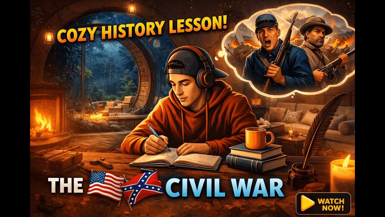 Cozy History Lesson: The American Civil War | Rain & Fireplace Ambience