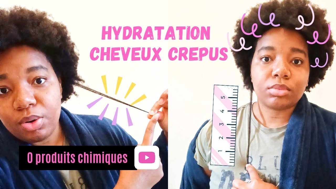 Routine Hydratation Cheveux Crépus + de pousse  🪮 5 minutes ⏰ 100% ingrédients naturels 