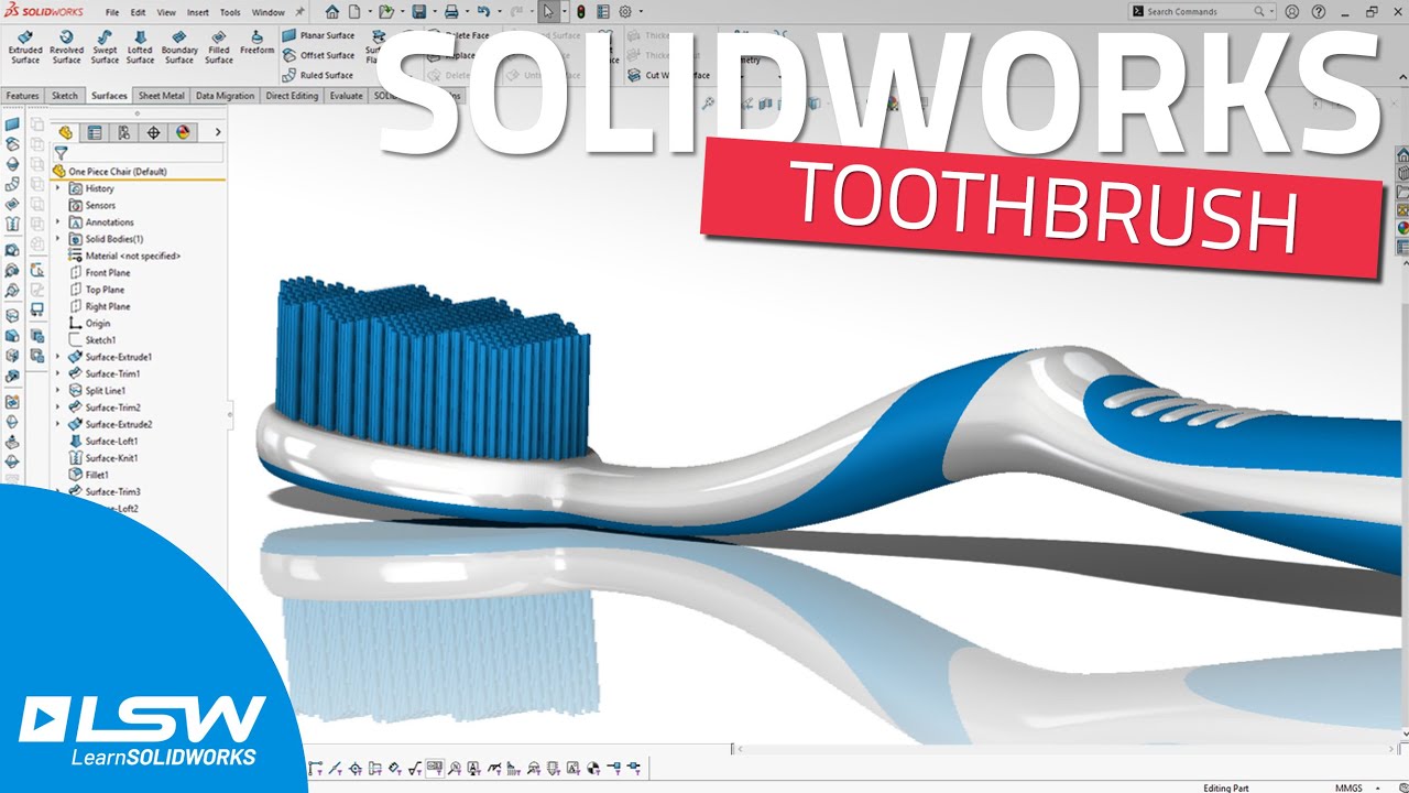 Как смоделировать зубную щетку в SOLIDWORKS? 🪥