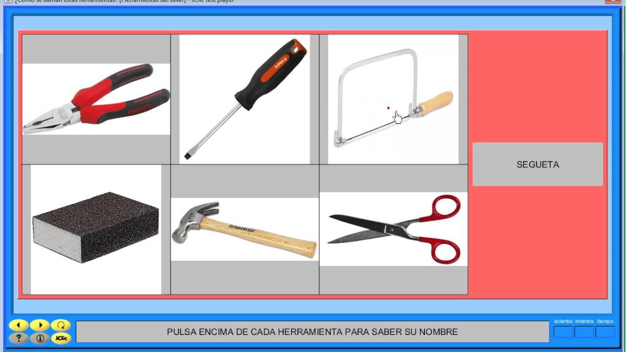 captura actividad jclic herramientas el taller