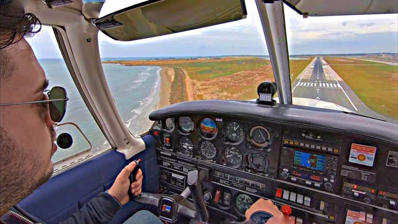 Piper PA28 Cherokee | SHORT FINAL & Cockpit Landing at LCA Airport | Cockpit View & ATC