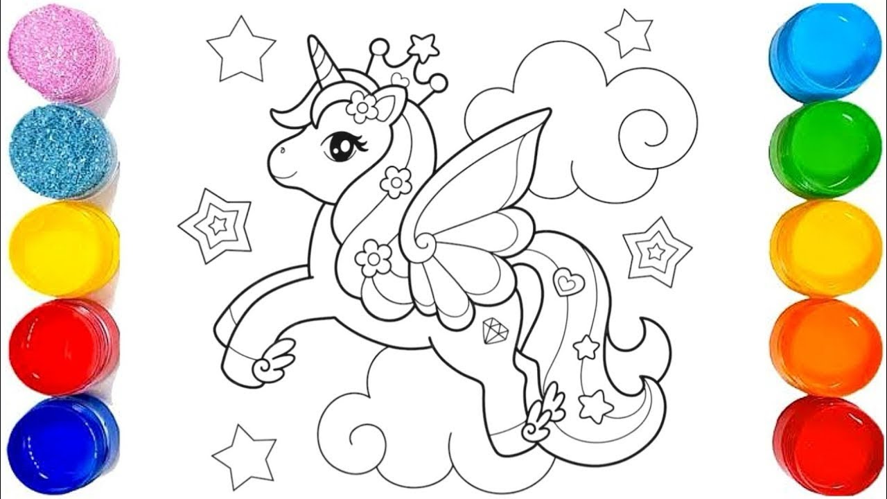 Прекрасный единорог 🦄. Раскраска и рисование для детей и малышей. Галактическое искусство.