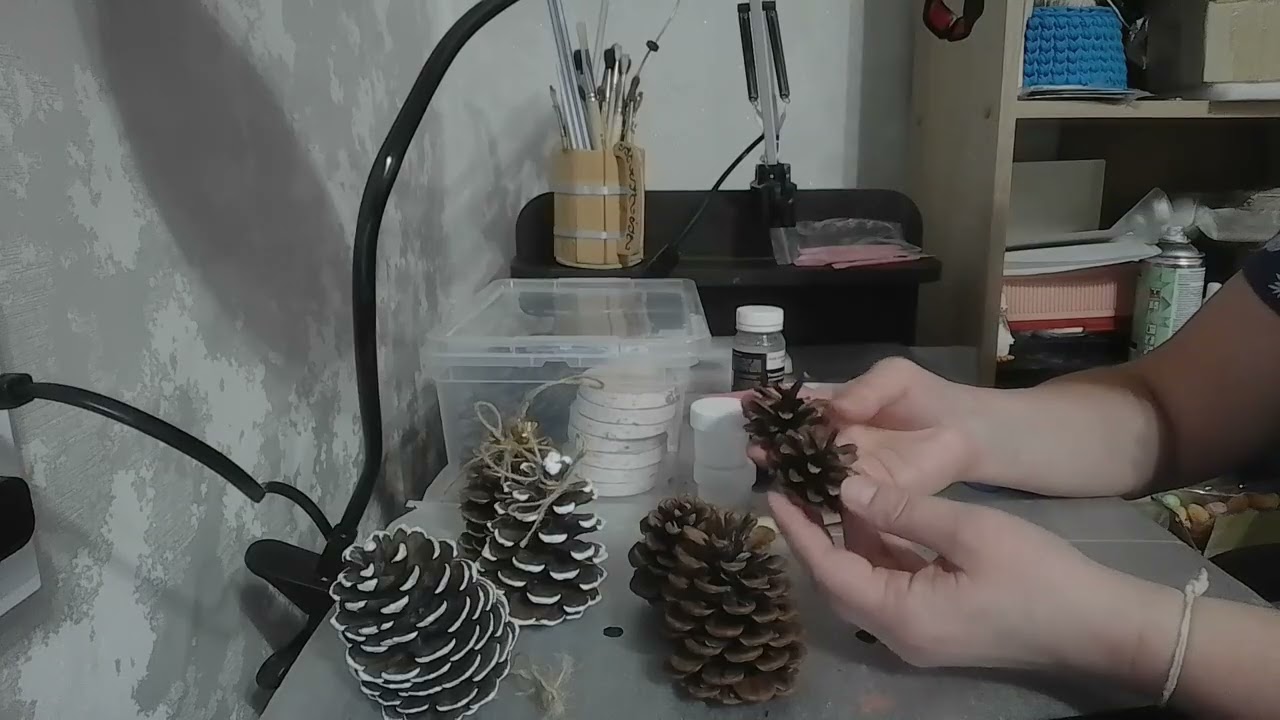 Как подготовить и покрасить шишки: эффект заснеженности своими руками ❄️ Часть 1