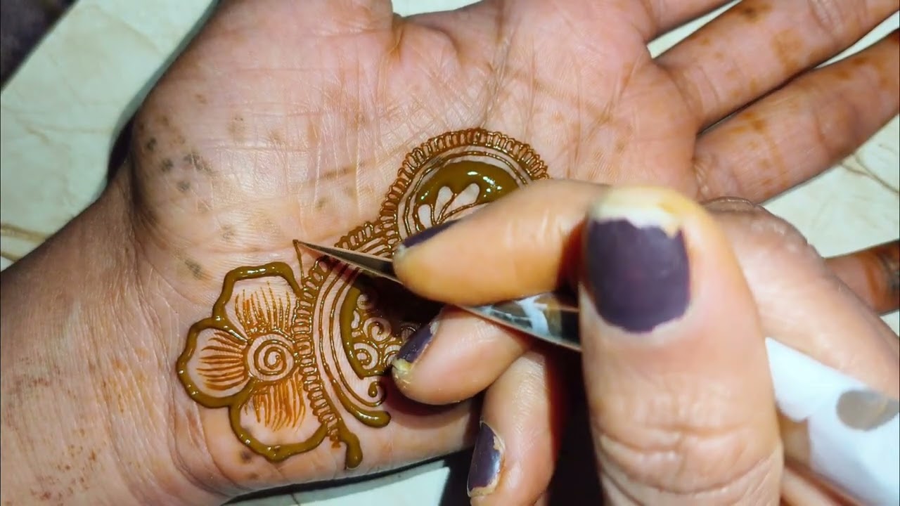Beautiful front hand Arabic mehndi design step by step