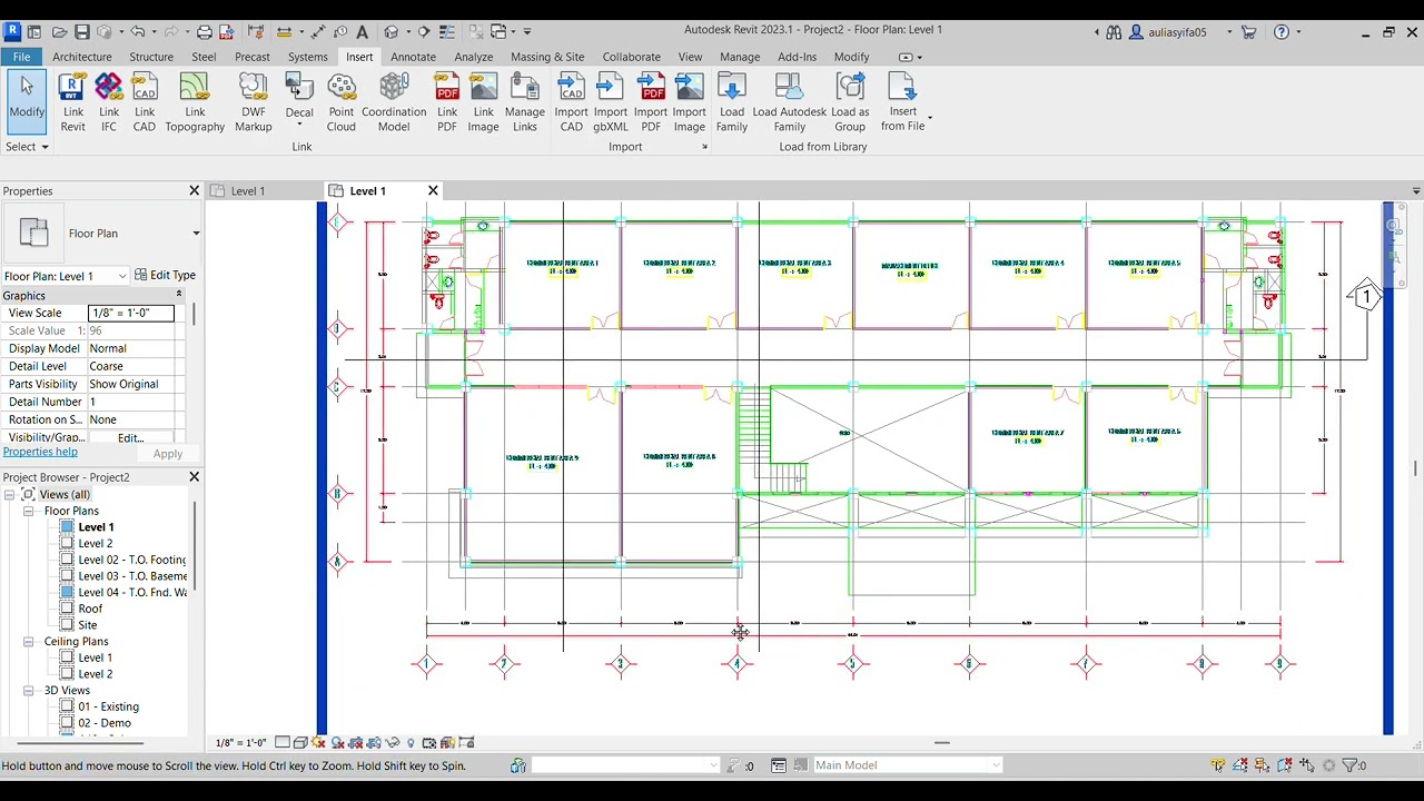 LINK CAD KE REVIT DAN MEMBUAT GRID PADA REVIT