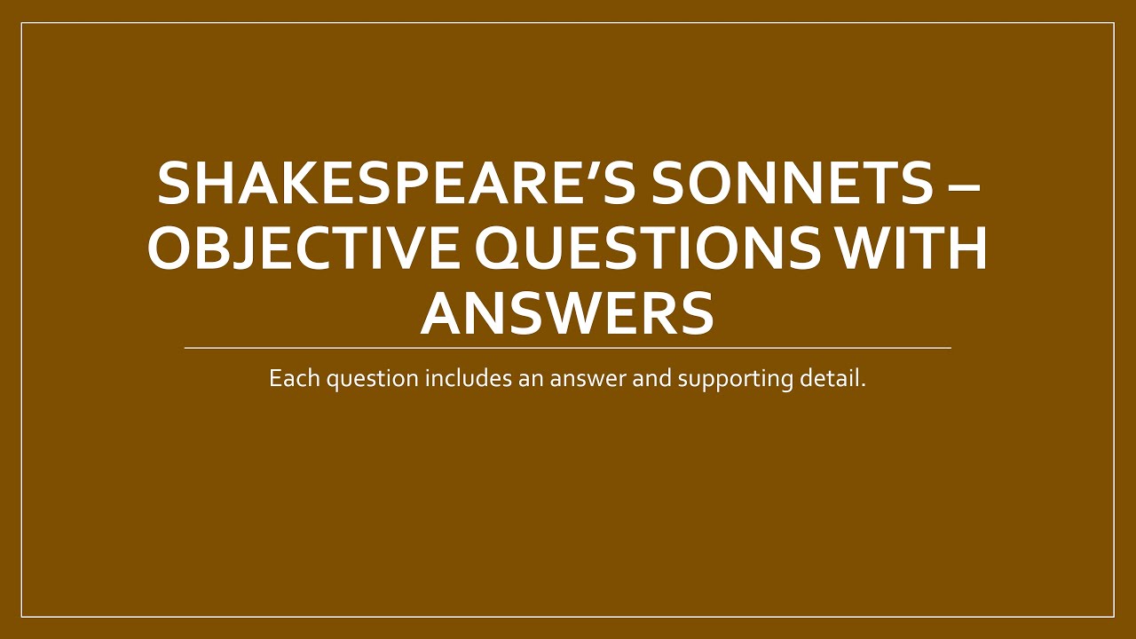 Shakespeare Sonnets explanation and MCQs #trb #trbenglish