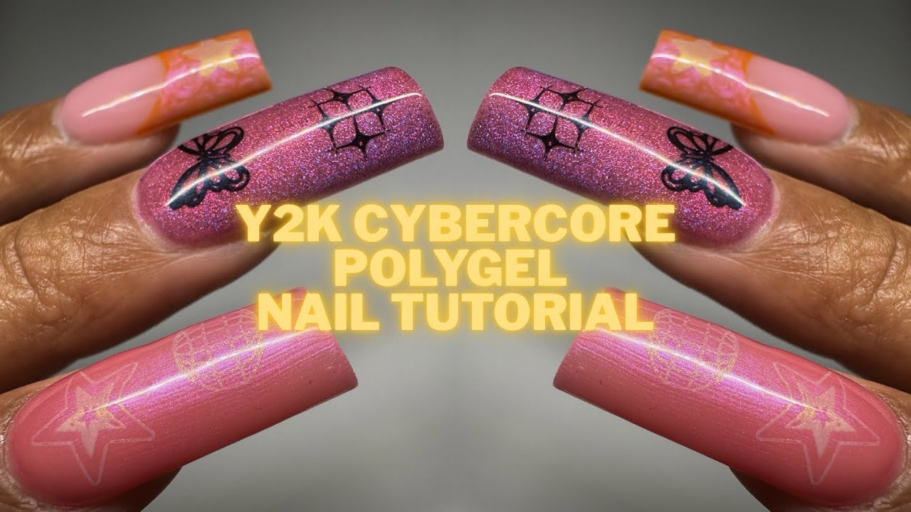 Весенний дизайн ногтей в стиле Y2K Cybercore Polygel: подробный урок по нанесению полигеля, наращ...