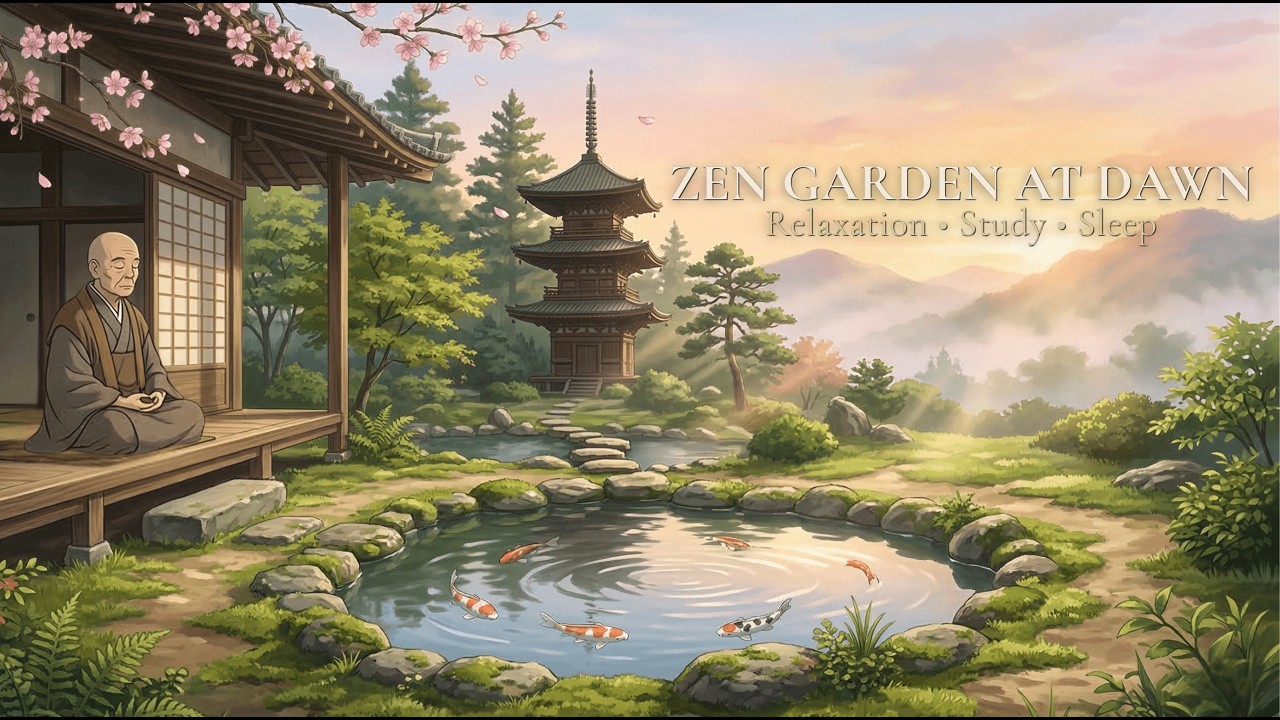 Zen Garden at Dawn 🌸 Calm Japanese Ambient Music for Relaxation, Study & Sleep