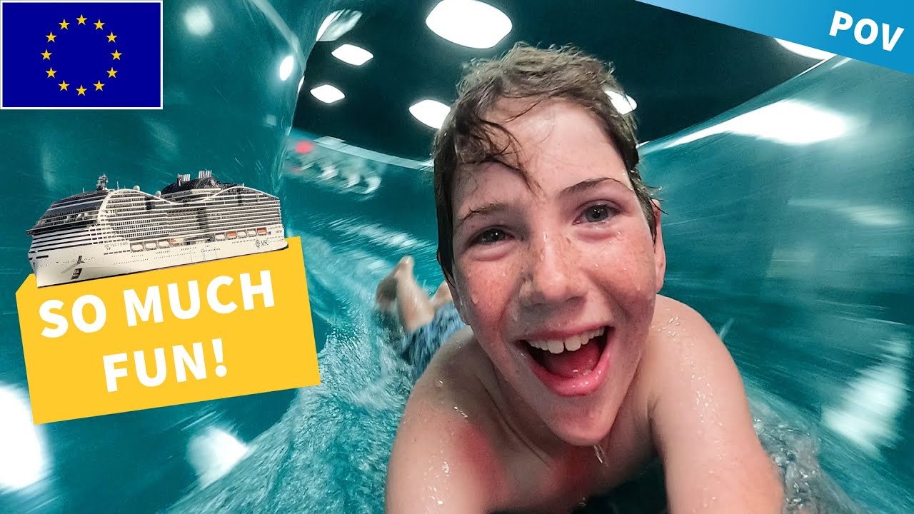 Riding MSC World Europa Water Slides POV - How Fun Are the Aquapark Slides?