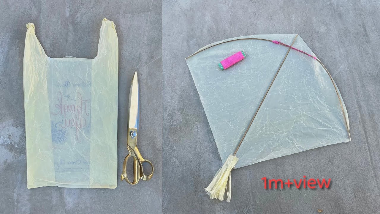 How To Make A Kite With Plastic Bag & Broom Sticks || Pari Kite Making At Home Simple Steps 🥰