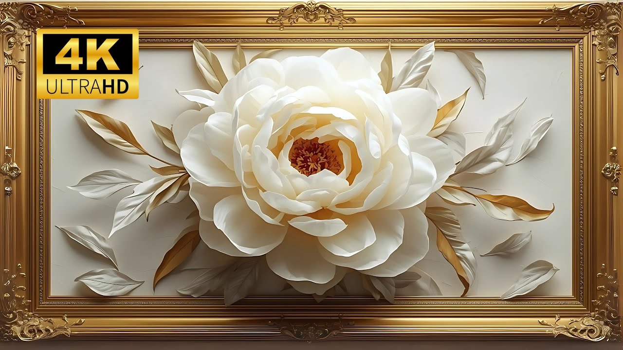 White Peony Elegance| Frame TV Art for Prosperity & Feng Shui Balance with music