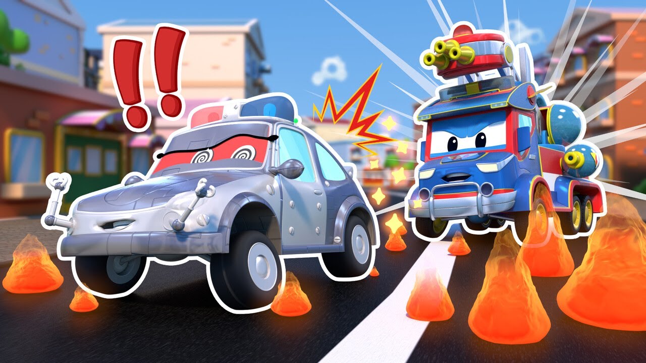Brave Super FIRETRUCK saves the city from BAD POLICE ROBOT | Road safety