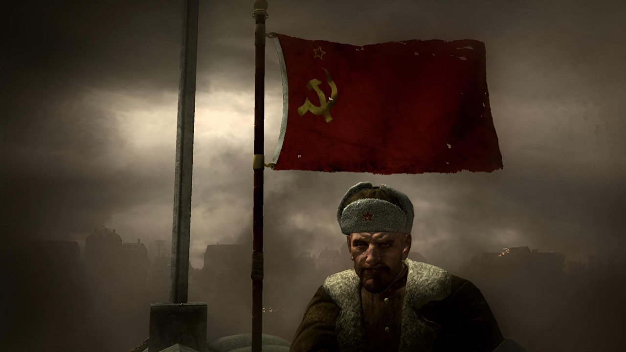 Call of Duty World at War parte final Entre ruinas la bandera roja sobre Berlín.