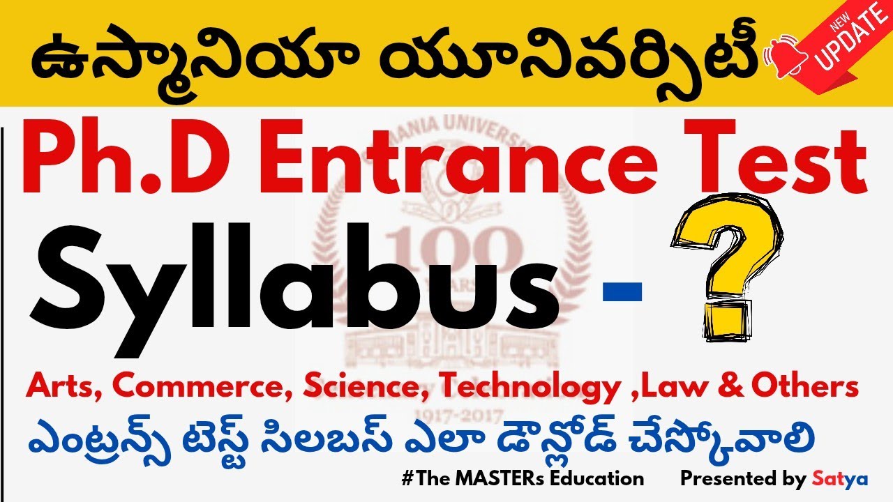 OSMANIA UNIVERSITY OU PHD ENTRANCE TEST SYLLABUS ARTS COMMERCE SCIENCE TECHNOLOGY ENTRANCE TEST 2025