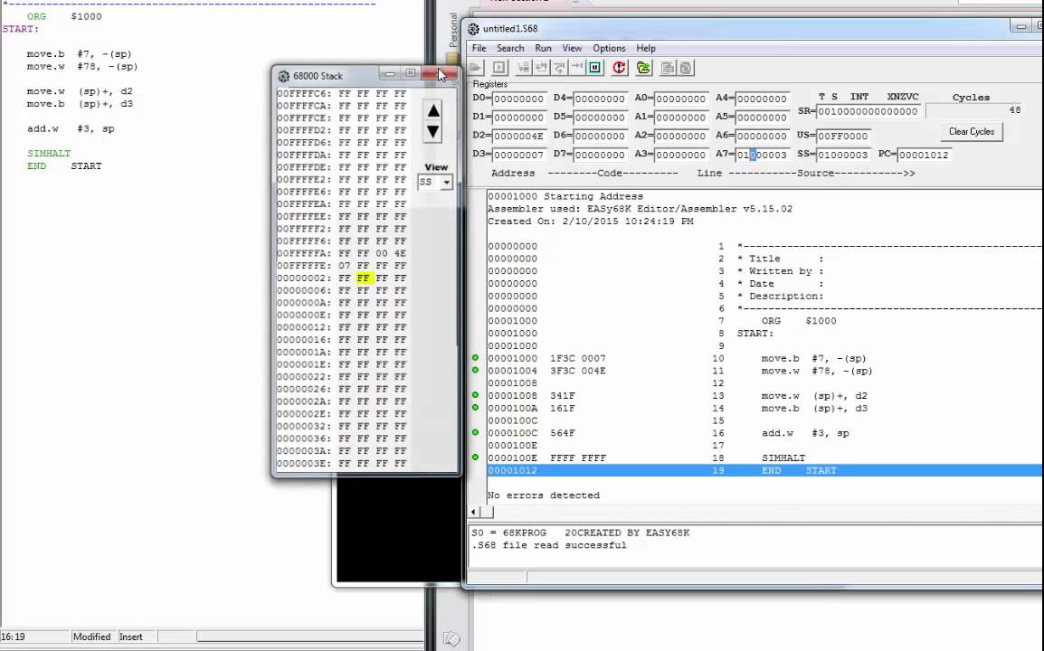 68K Assembly Stacks & Subroutines
