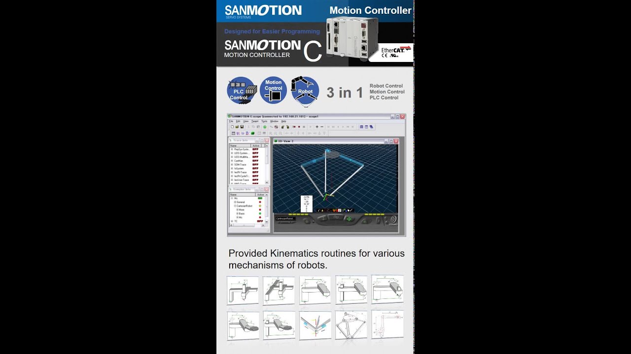 Designed for Easier Programming - SANMOTION C Motion Controller  Parallel Link Robot
