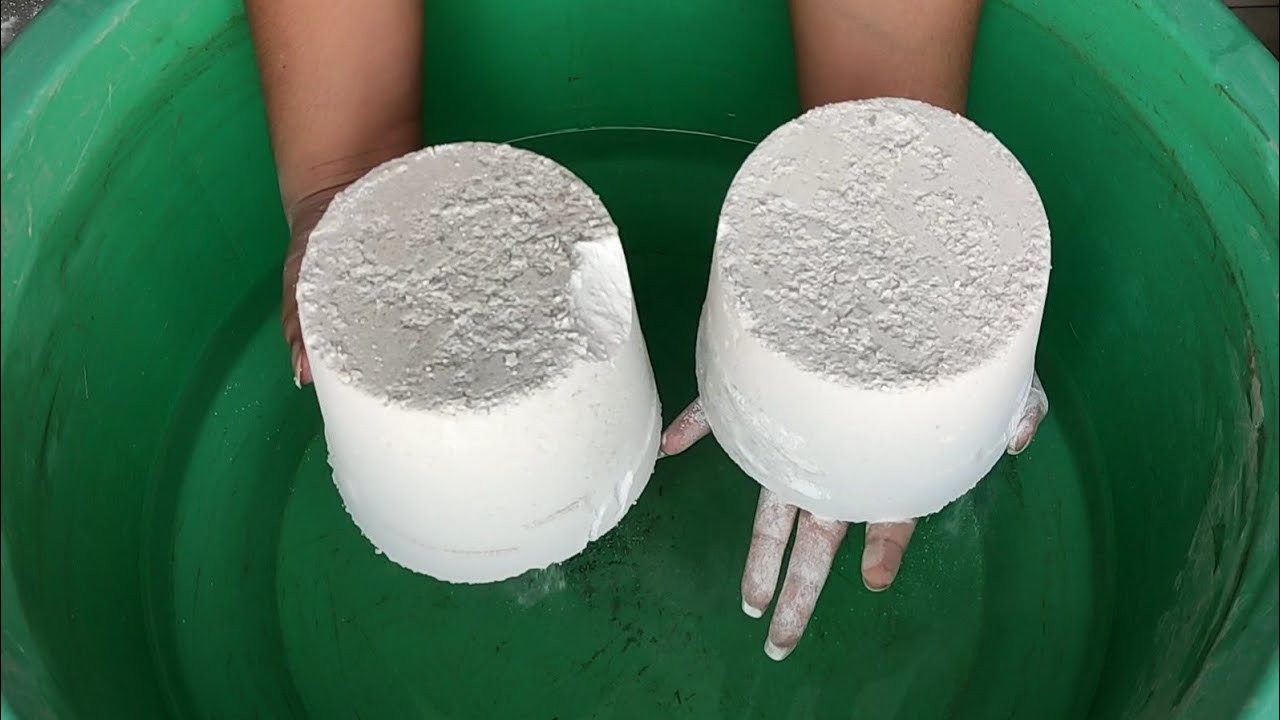 ASMR:8k celebration last part/white pure cement dusty soft wholecrush in lots of water+dipping🤤