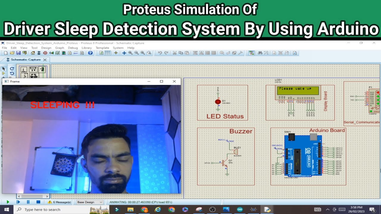Система обнаружения сна водителя на базе Arduino | Моделирование Proteus