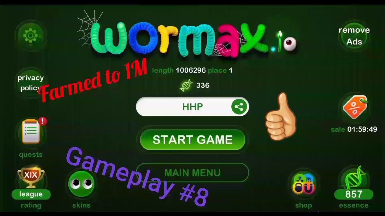 Wormax io Mobile (Reached 107,000 mass+Farmed to 1M mass!) Gameplay #8