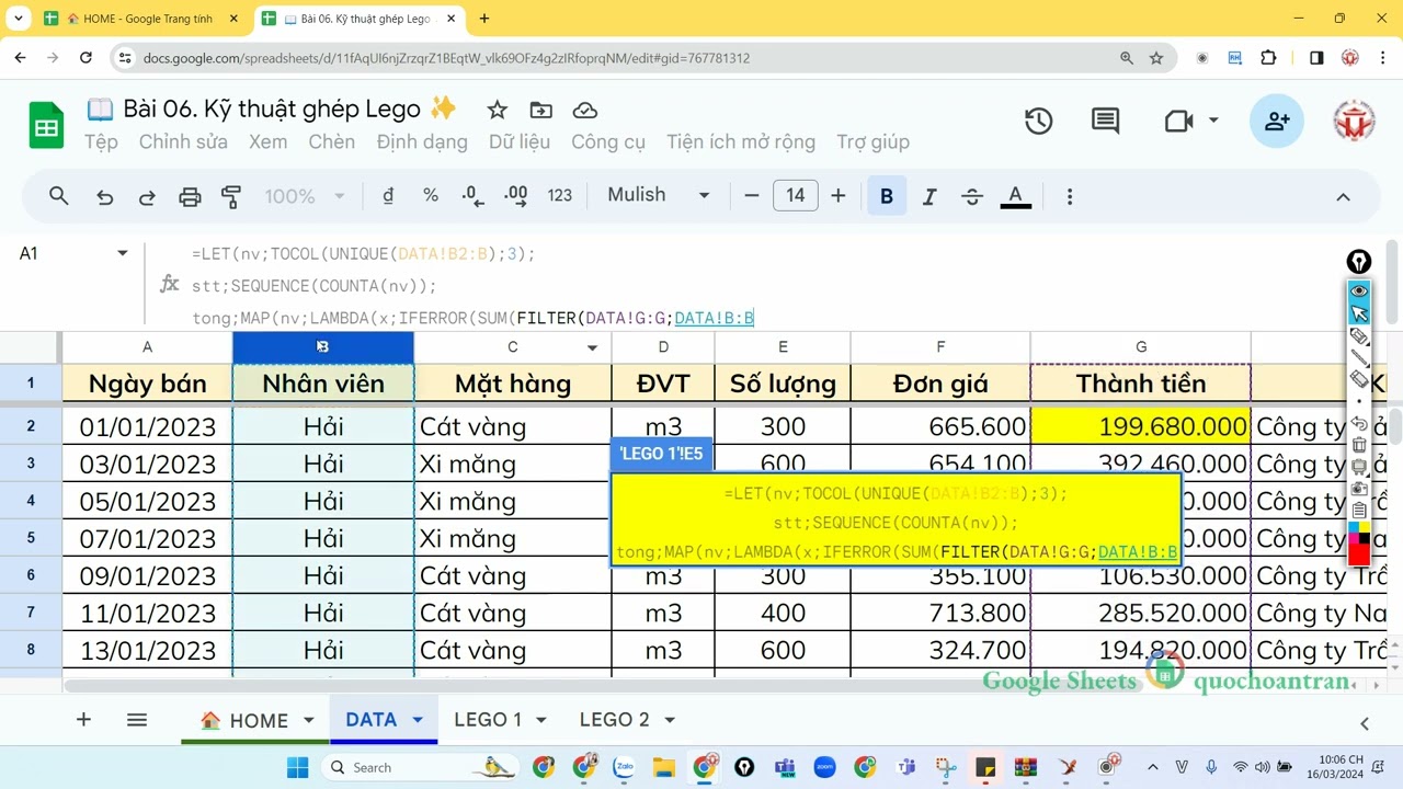 Kỹ thuật ghép Lego trong Google Sheets ✨