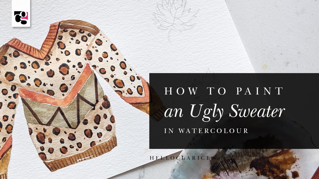 How to Paint an Ugly Sweater in Watercolour - Hello Clarice Tutorials