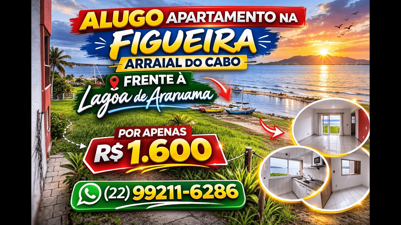 Alugo apartamento Figueira ,Arraial do Cabo frente a Lagoa de Araruama R$ 1.600 com 3 meses calção 
