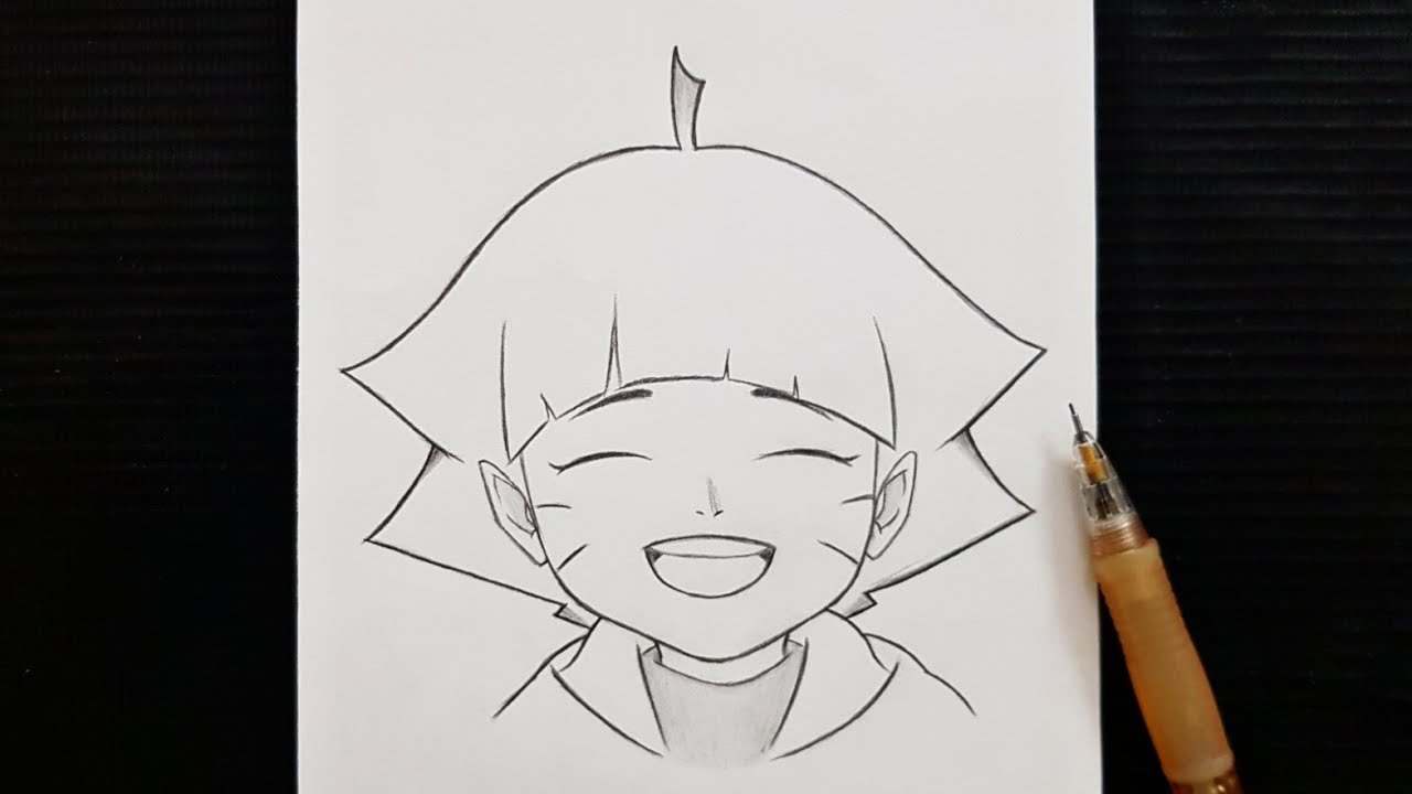 How to draw Cute Anime Girl ( Himawari ) | Himawari Uzumaki step by step | easy tutorial