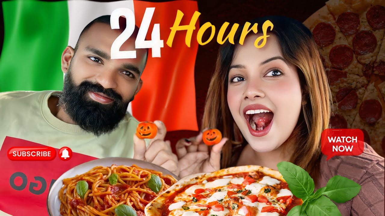 24 Hours Food Challenge 🇮🇹 Italian food | පැය 24 ම ඉතාලි කෑම විතරයි | Vindy and Shashi