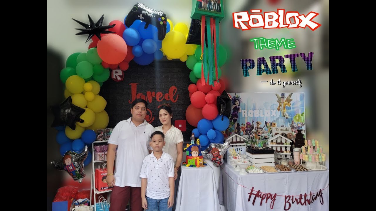 DIY ROBLOX THEME BIRTHDAY PARTY| JARED @ 7| Family V TV