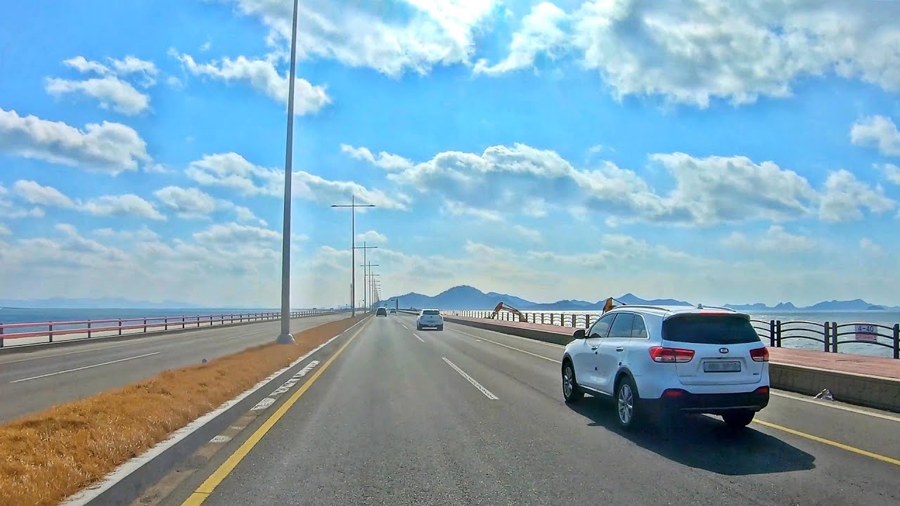 [4K] Saemangeum Drive, Korea's Islands on a sunny day | 군산 새만금 방조제 드라이브와 섬들 풍경, 선유도, 대장도, 장자도 운전하기