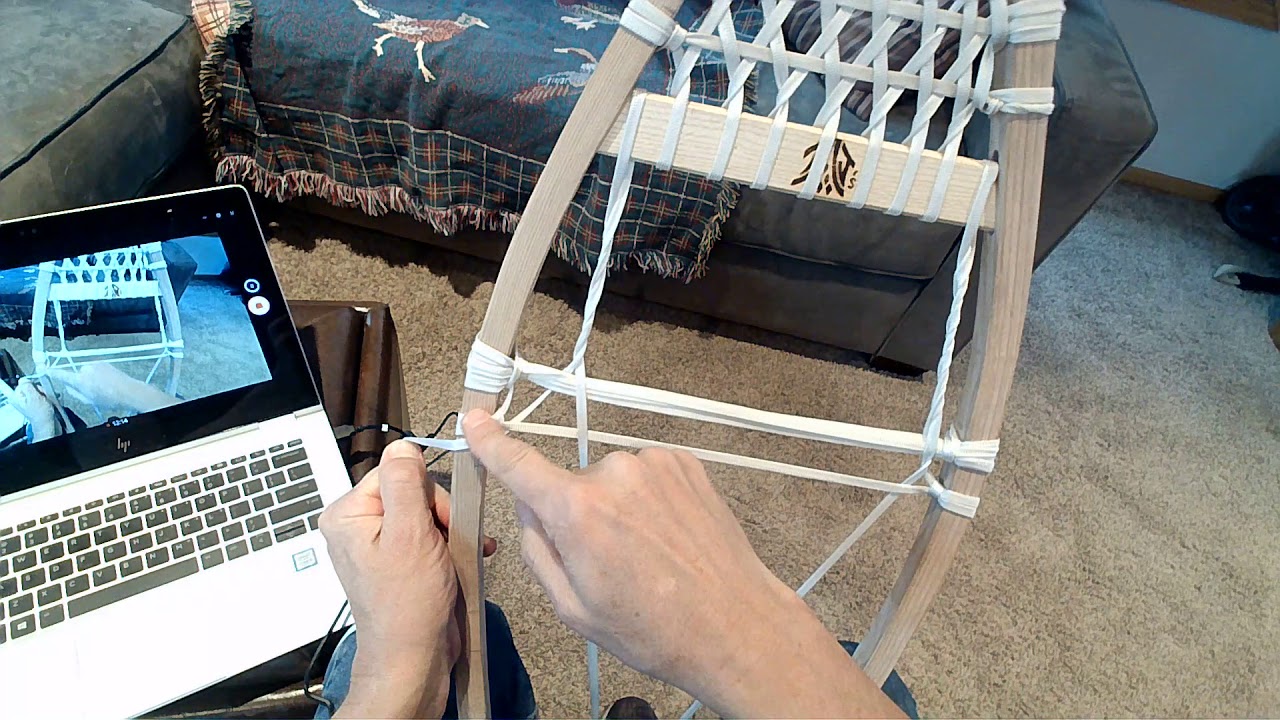 How to weave the center section of a snowshoe