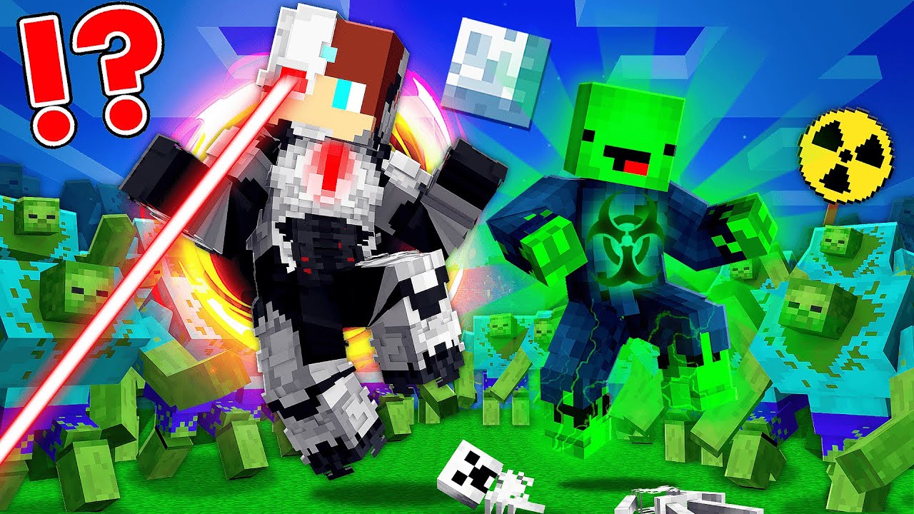 VICTOR STONE JJ and RADIOACTIVE Mikey vs 1000 MUTANT ZOMBIES in Minecraft - Maizen JJ and Mikey