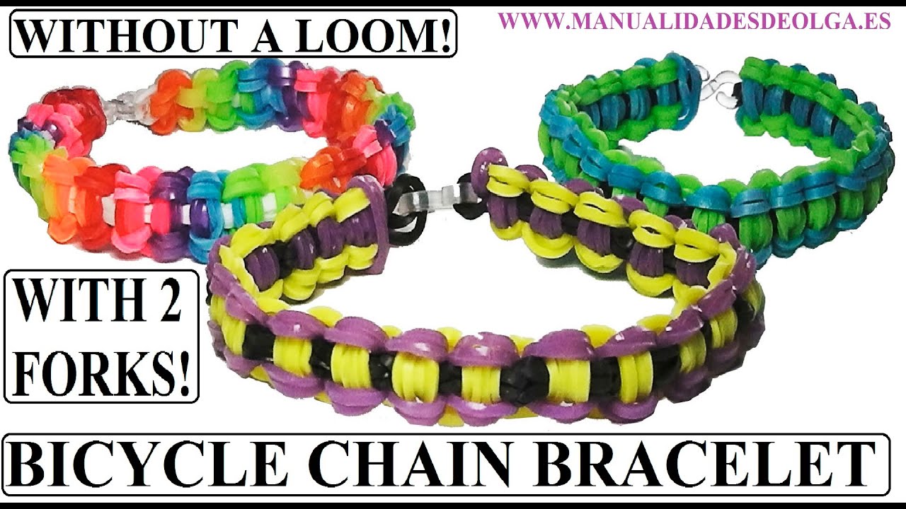 HOW TO MAKE BICYCLE CHAIN BRACELET . WITH 2 FORKS! WITHOUT RAINBOW LOOM