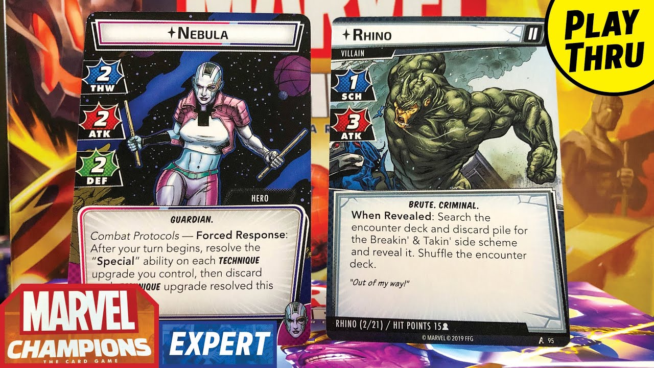 NEBULA First Play vs Expert Rhino  |  Marvel Champions the Card Game Solo Play