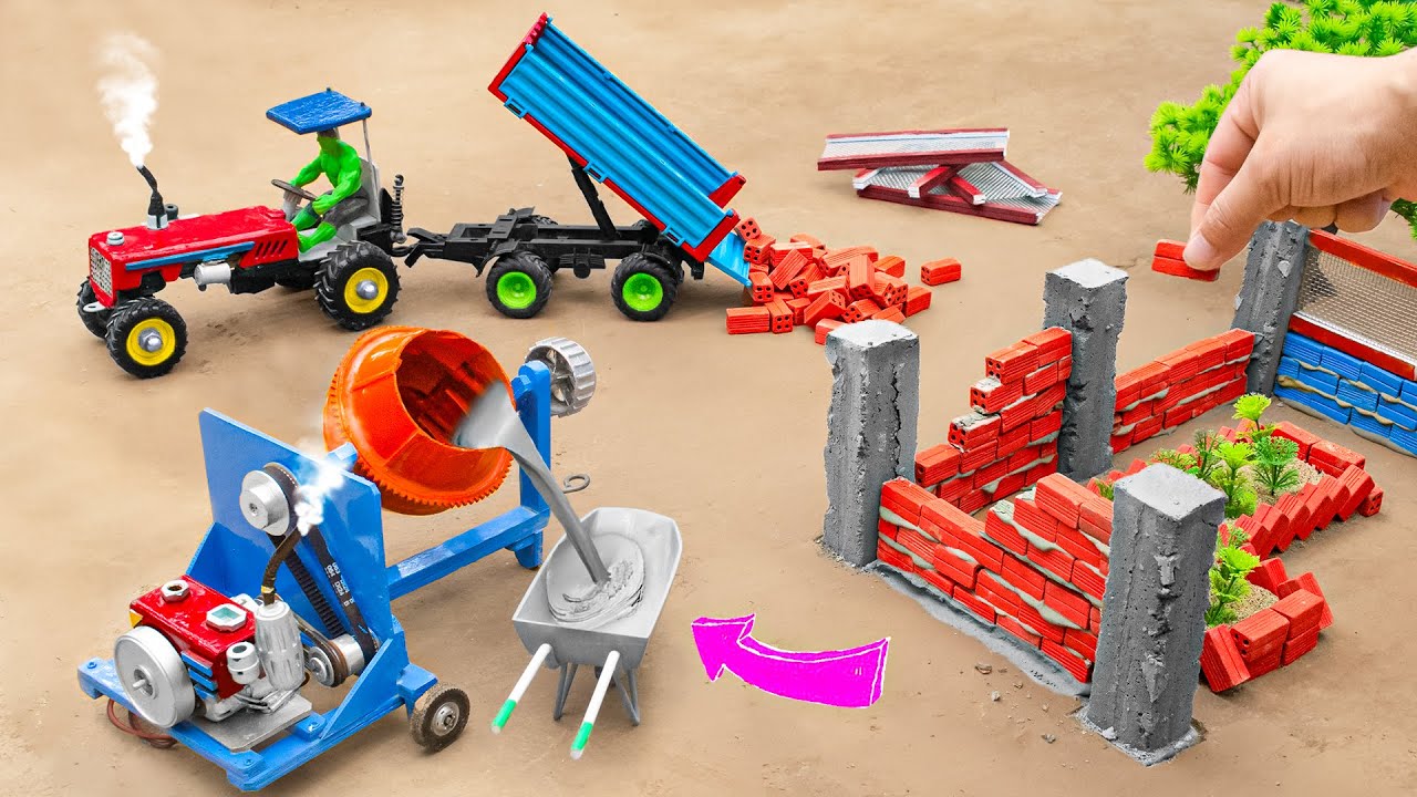 diy tractor mini bricks 🧱 house construction science project  