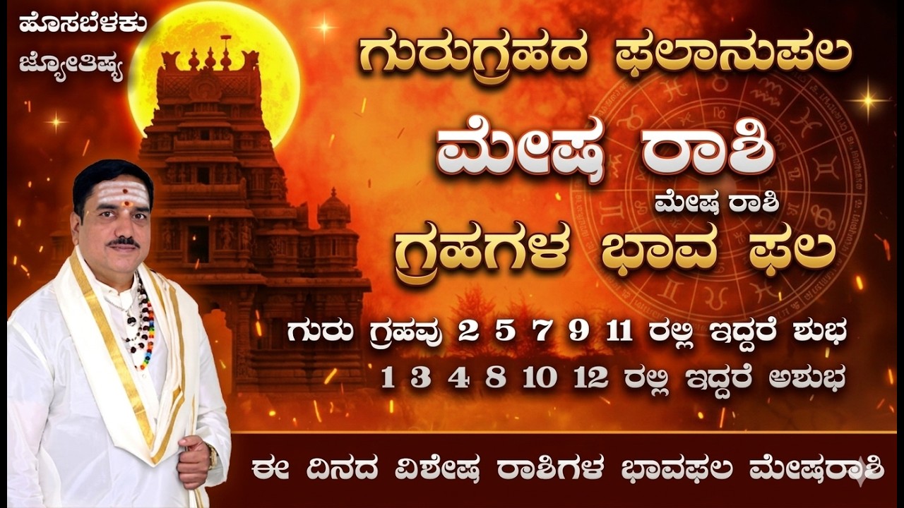 ಈ ದಿನದ ವಿಶೇಷ ಮೇಷರಾಶಿ ಗುರುಗ್ರಹದ ಫಲಾನುಪಲ | This day's special Aries is the benefic of Jupiter