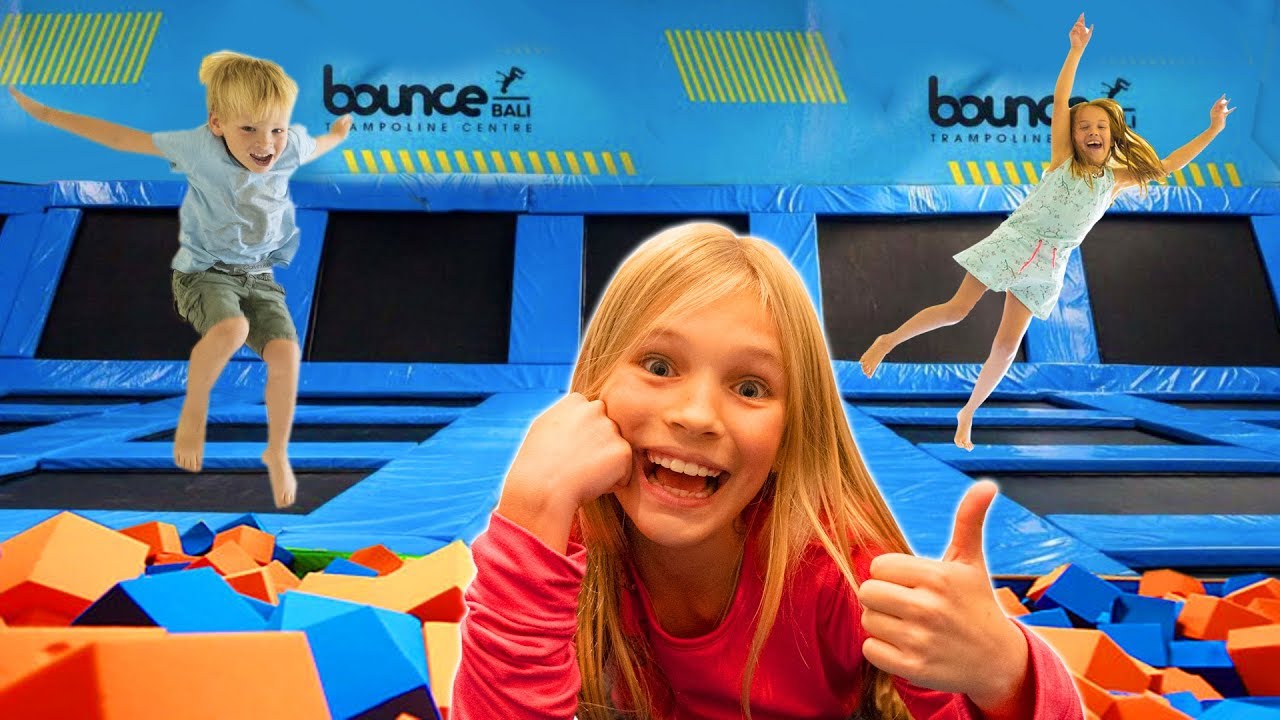 Amelia and Avelina compilation to the indoor playground trampoline center