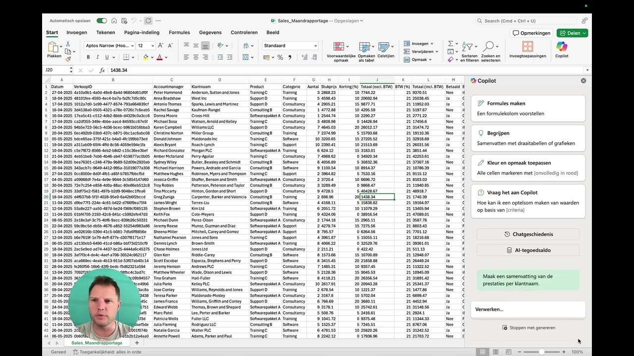 Data automatisch analyseren met Copilot in Excel