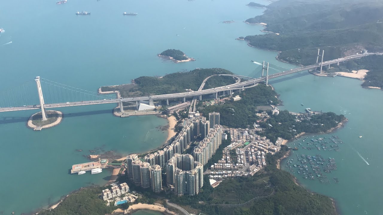 キャセイ航空 B777-200 香港空港 着陸【機内撮影】