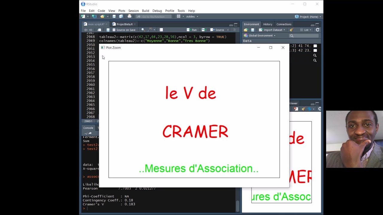 Mesures d'association de 2 variables qualitatives dans R| Le V de Cramer | Comment dans R? | caps 61