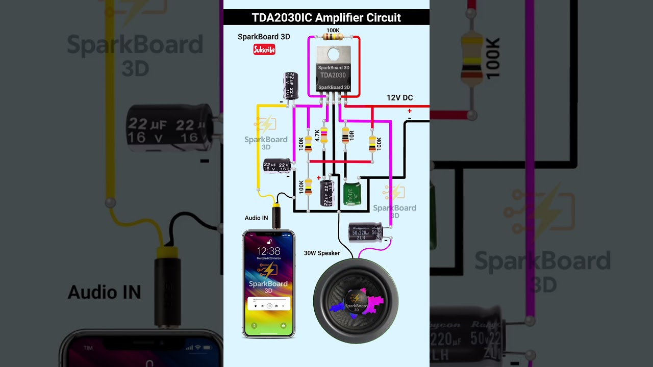 TDA2030 ic amplifier | Audio amplifier circuit #shorts #diy #circuit