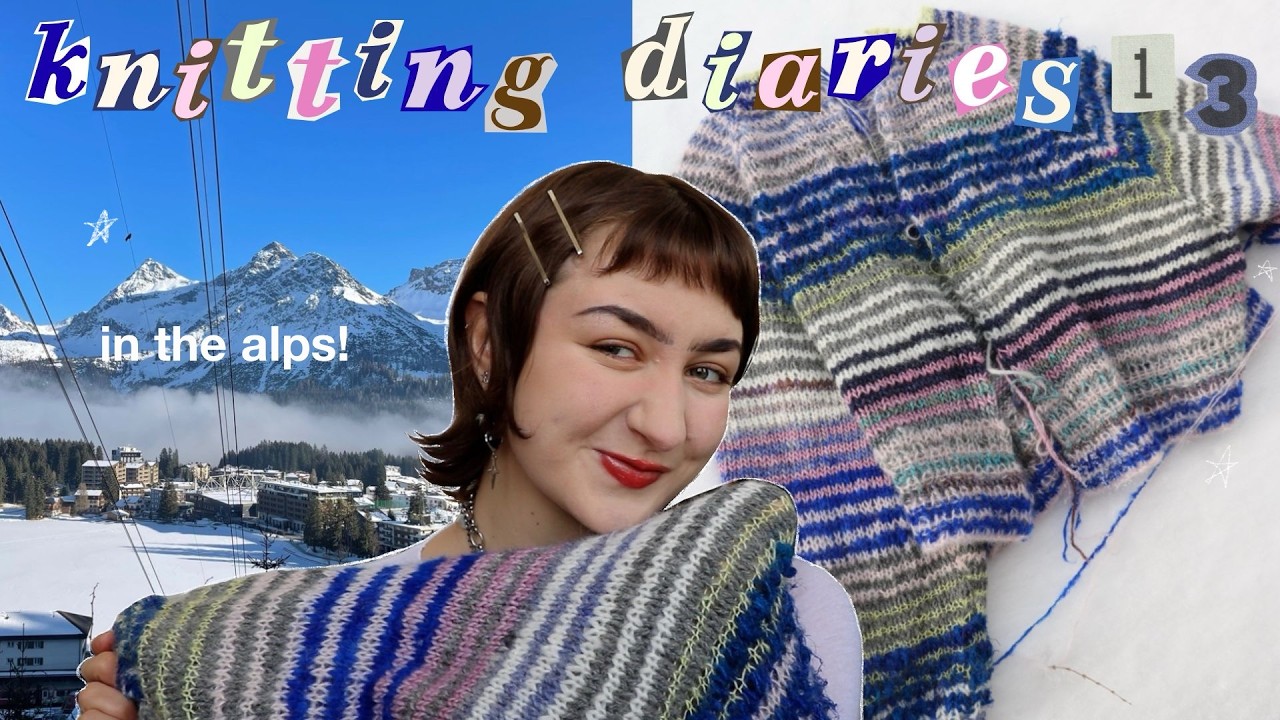 knitting the stripey cardi in the swiss alps ˚ ༘ ✩‧₊ cozy mountain days