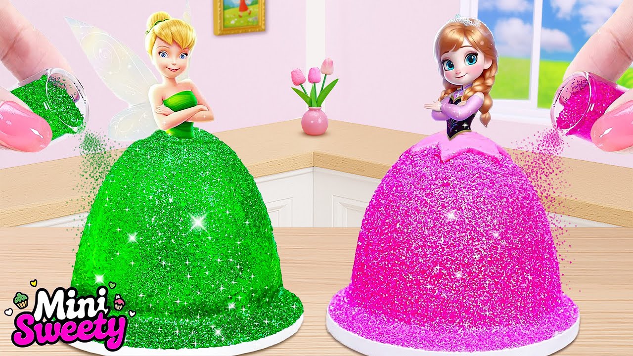 Pastel de Princesa Impresionante 🌈 Receta en Miniatura de Campanita Arco&iacute;ris con Buttercream 🌈