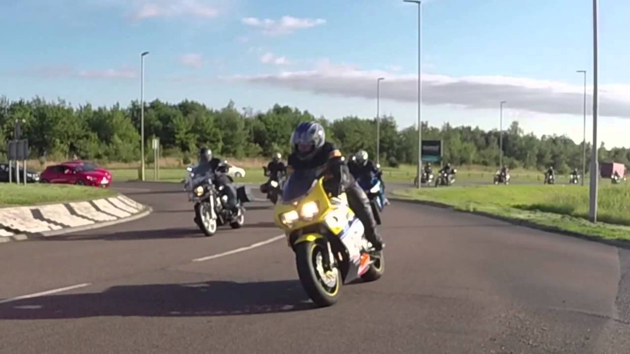Andy Lawson motorbike convoy passes Monifieth on way to Arbroath