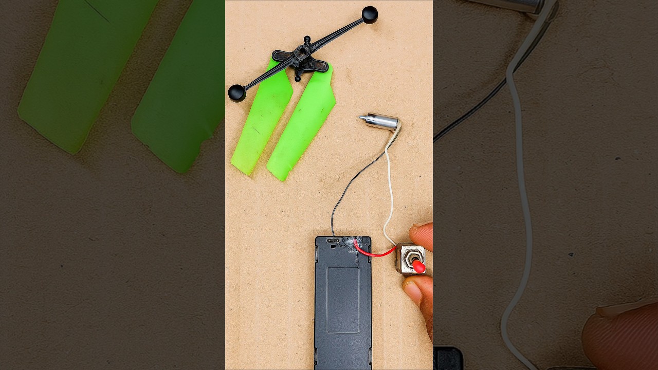 Powering Mini Coreless Motor with 2 Wing Helicopter Propeller #tech #scienceproject #dronemotor