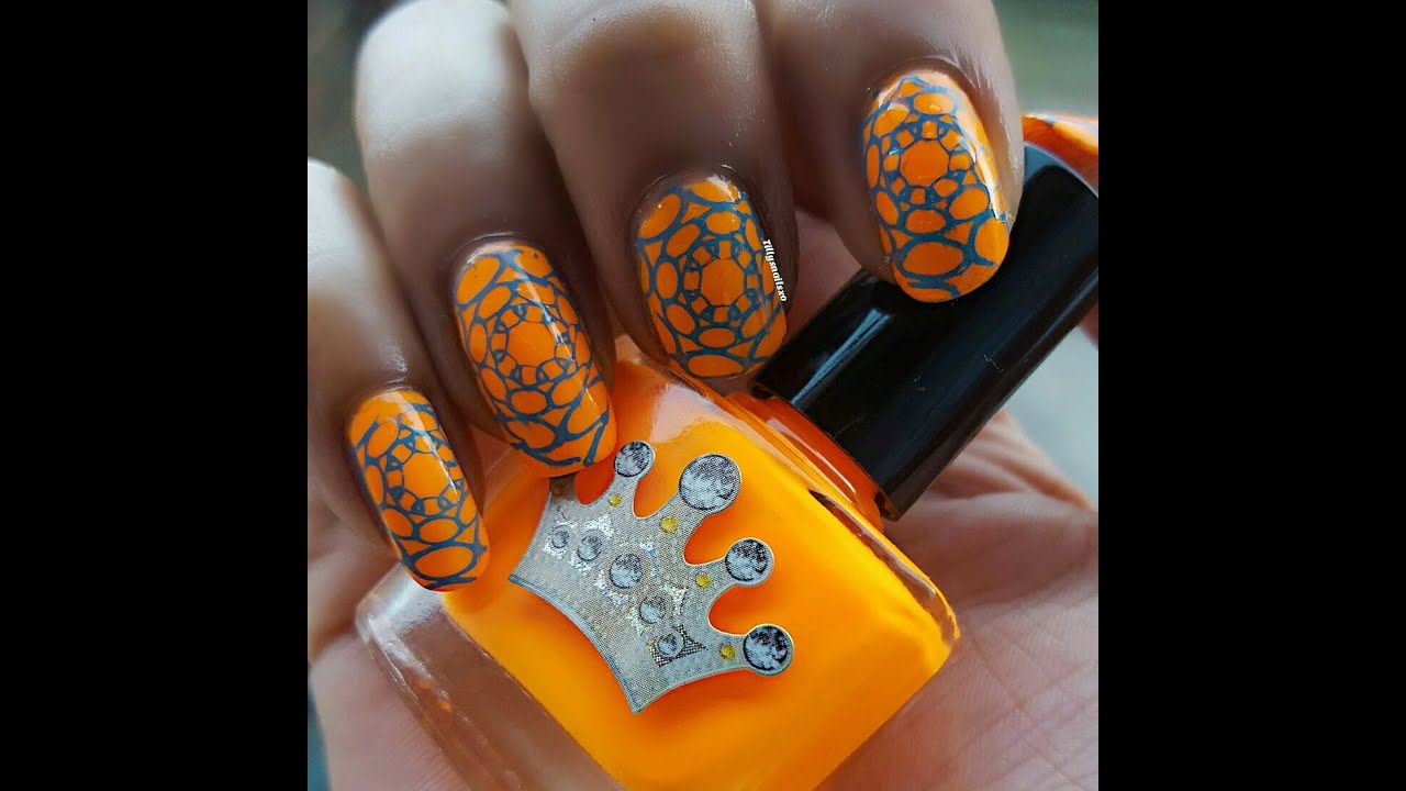 Easy Neon Orange Indie Polish Polishmeroyalty 👑Uberchic Nail Stamping Tutorial