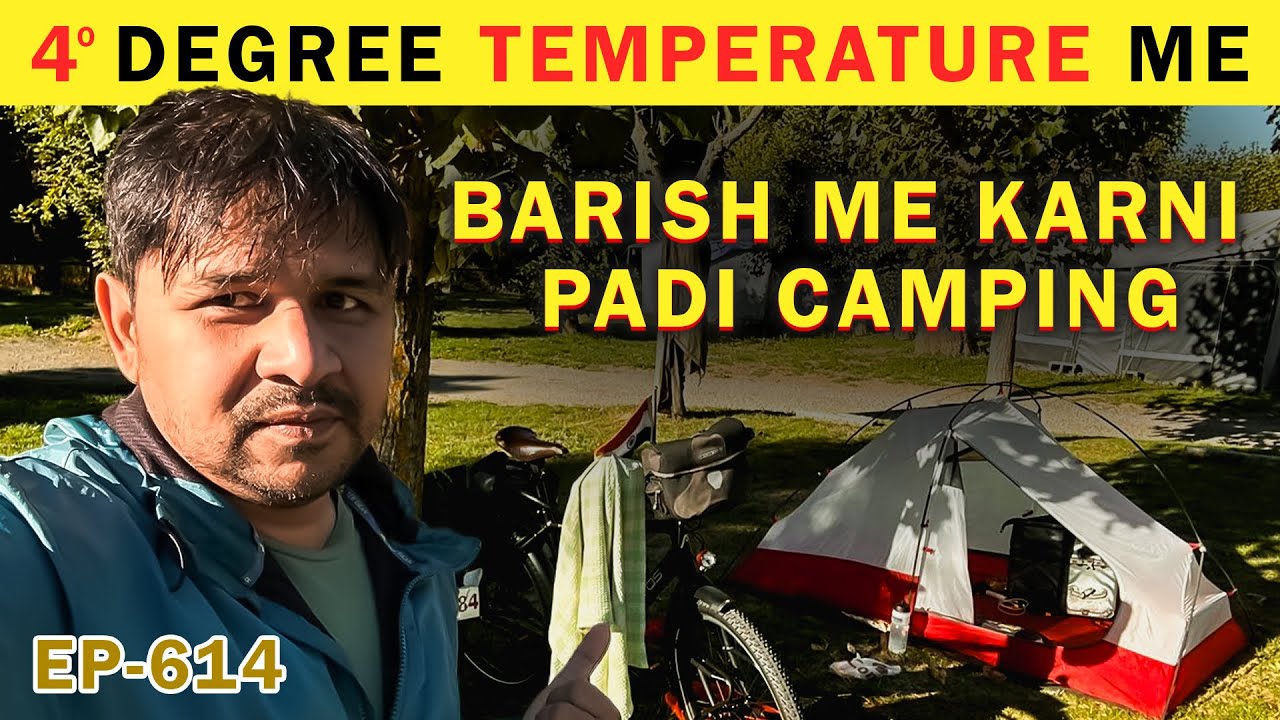 Barish Me 4 Degree Temperature Me Karni Pdi Camping | Spain Cycle Travel Vlog, World Tour By Bicycle