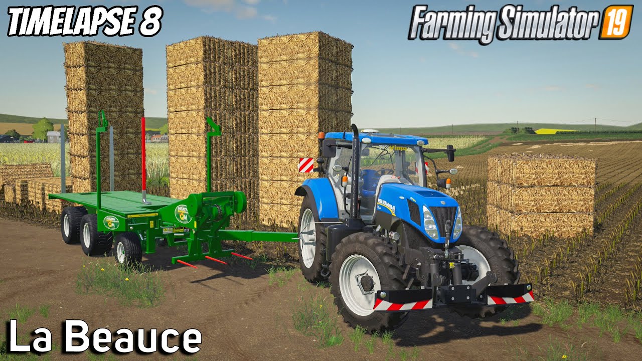 Ending harvest & Bale collecting with Heston |Animals in La Beauce|Timelapse #8|Farming Simulator 19